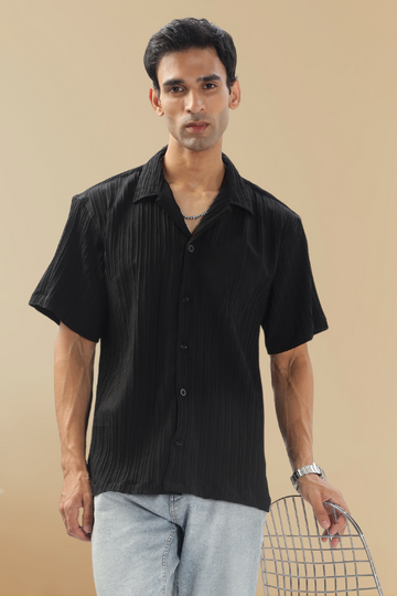 CHARCOAL STREAKED TEXTURED SHIRT