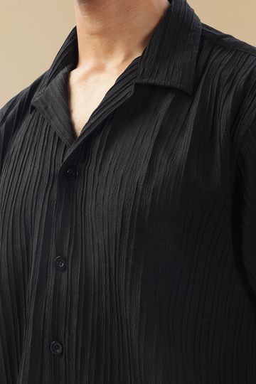 CHARCOAL STREAKED TEXTURED SHIRT