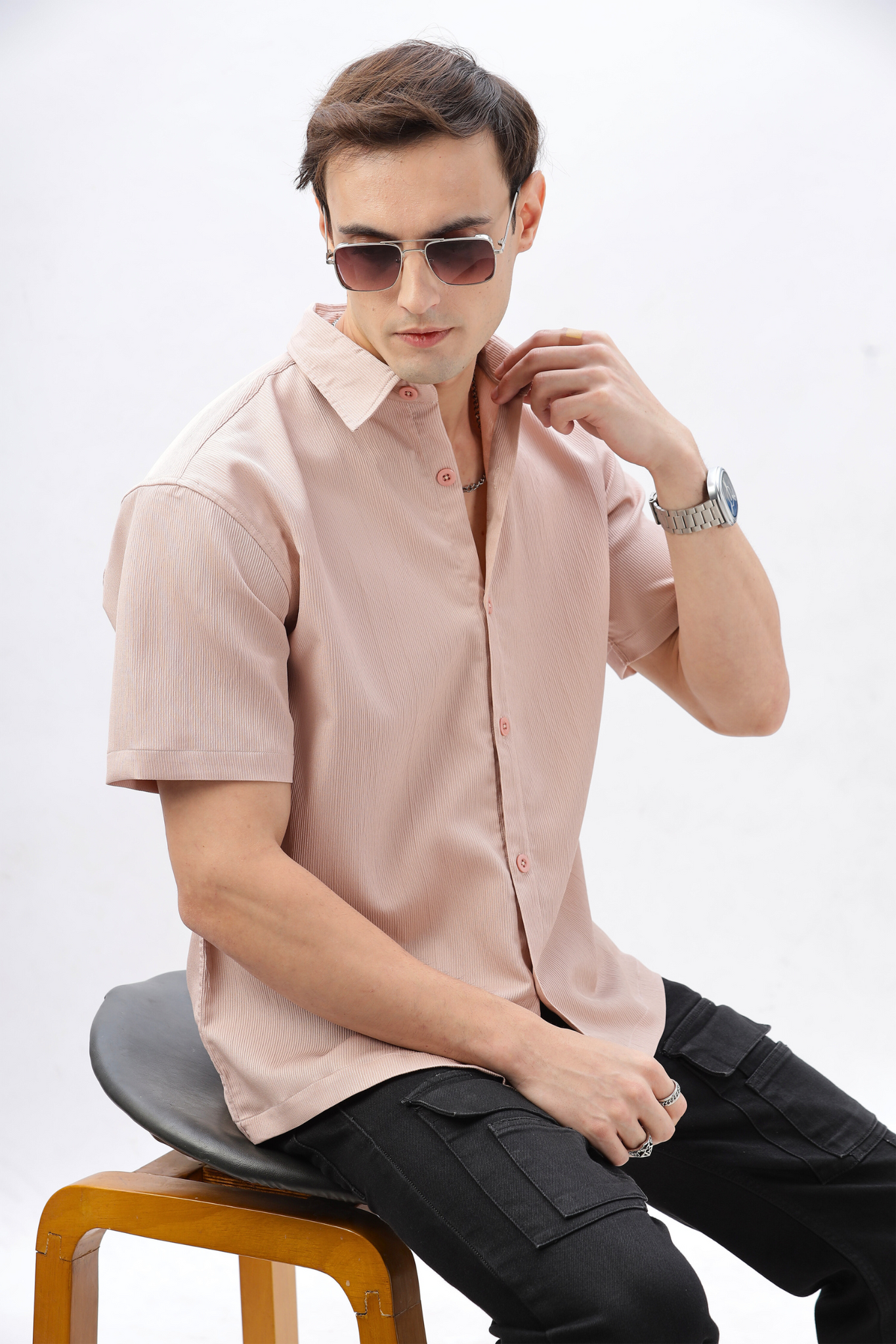 TEXTURED SOFT PEACH SHIRT