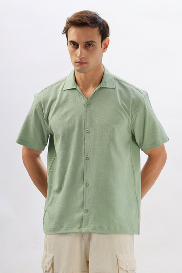 ELEGANT PISTA GREEN TEXTURED SHIRT