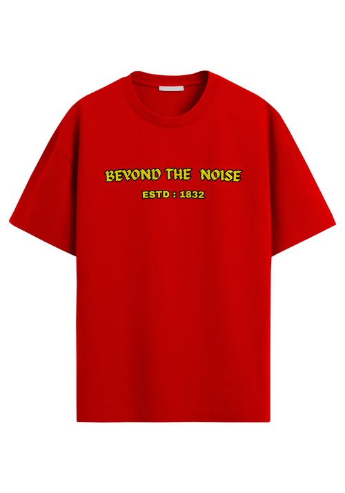 BEYOND THE NOISE RED OVERSIZED T-SHIRT