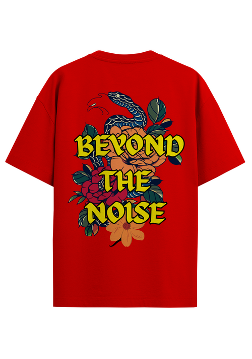 BEYOND THE NOISE RED OVERSIZED T-SHIRT