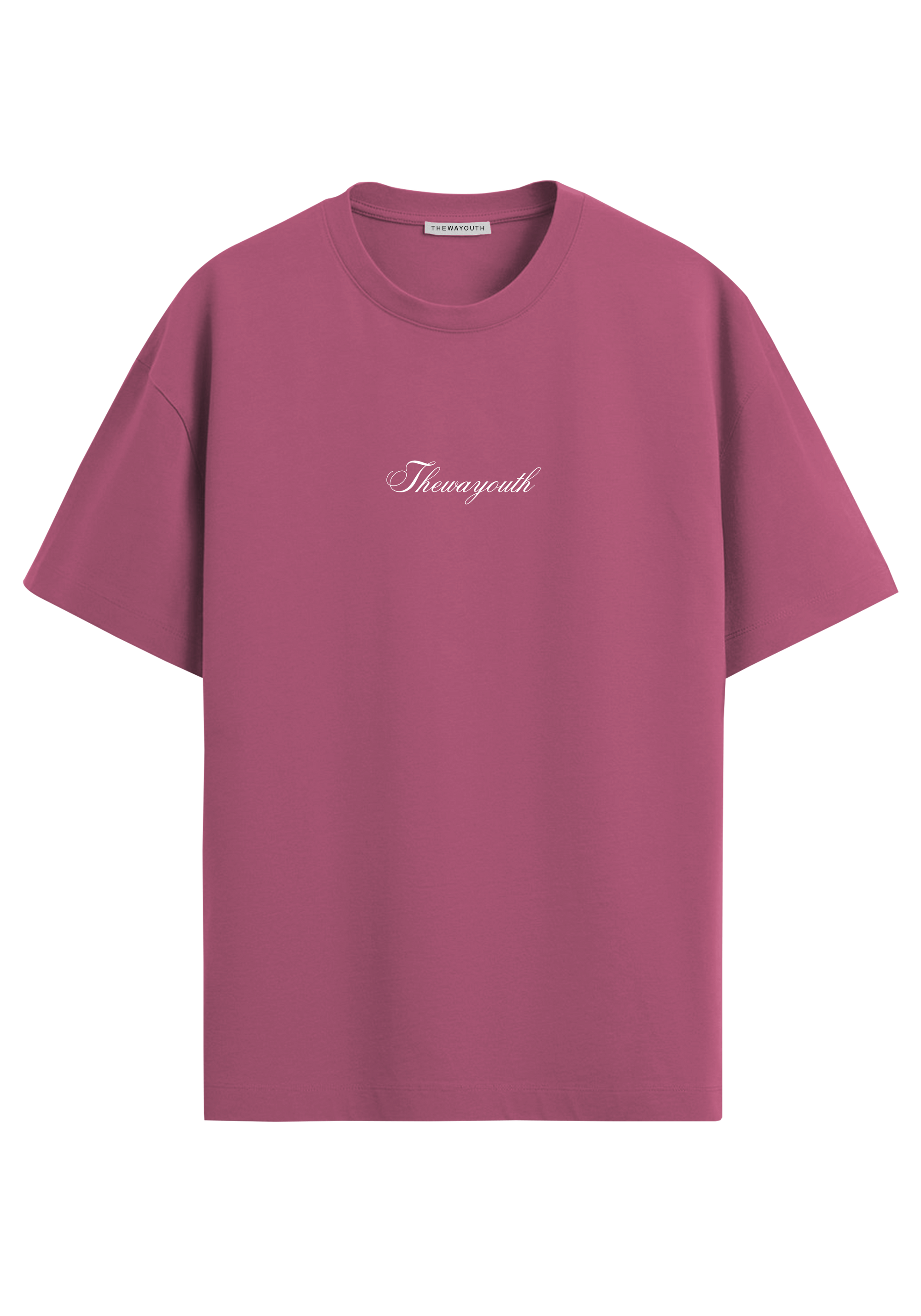 THEWAYOUTH MAUVE 240GSM OVERSIZED T-SHIRT