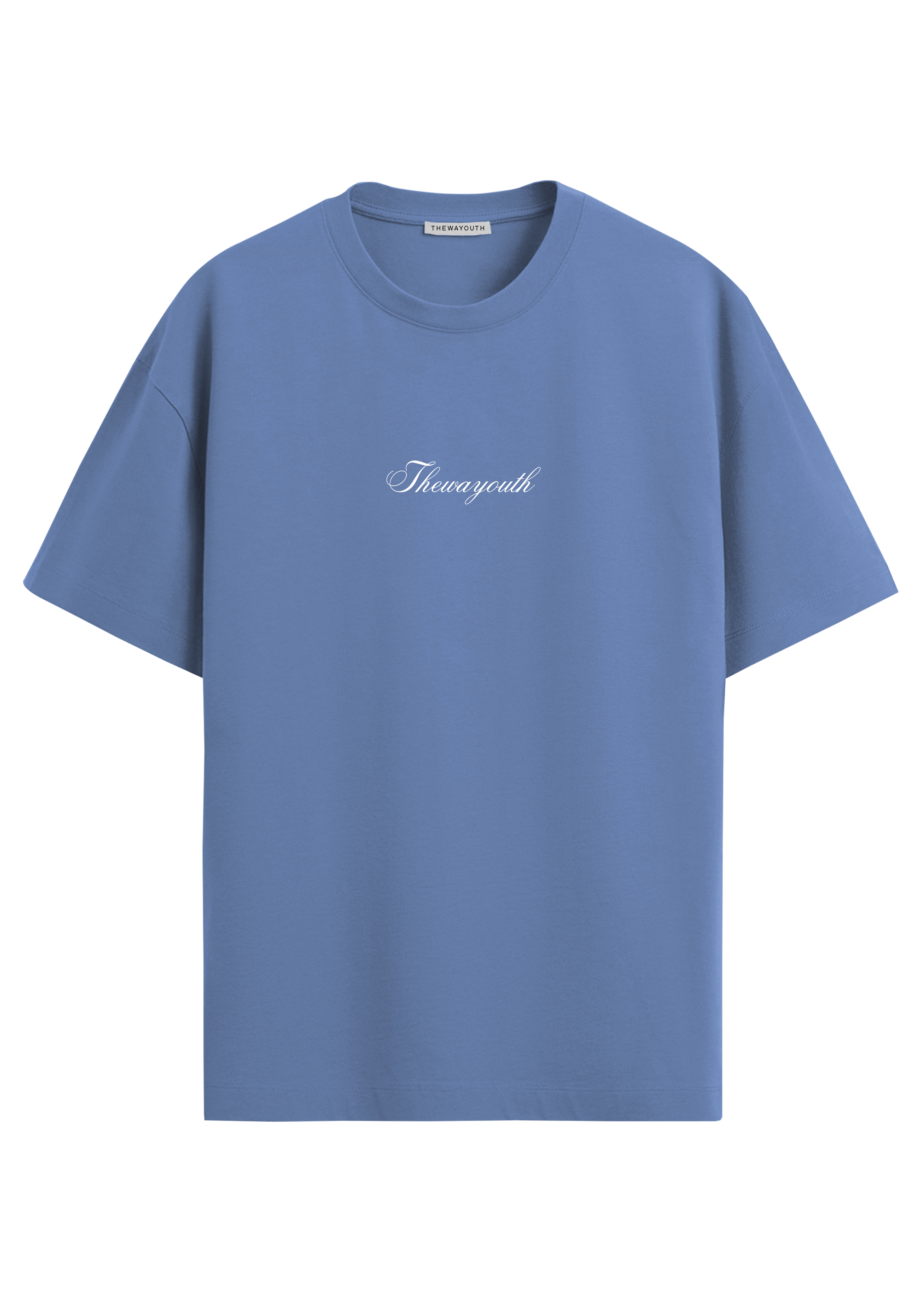 THEWAYOUTH STEEL BLUE 240GSM OVERSIZED T-SHIRT