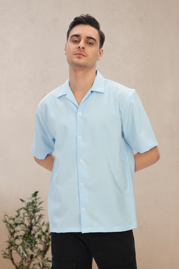 SKY BLUE TEXTURED SHIRT