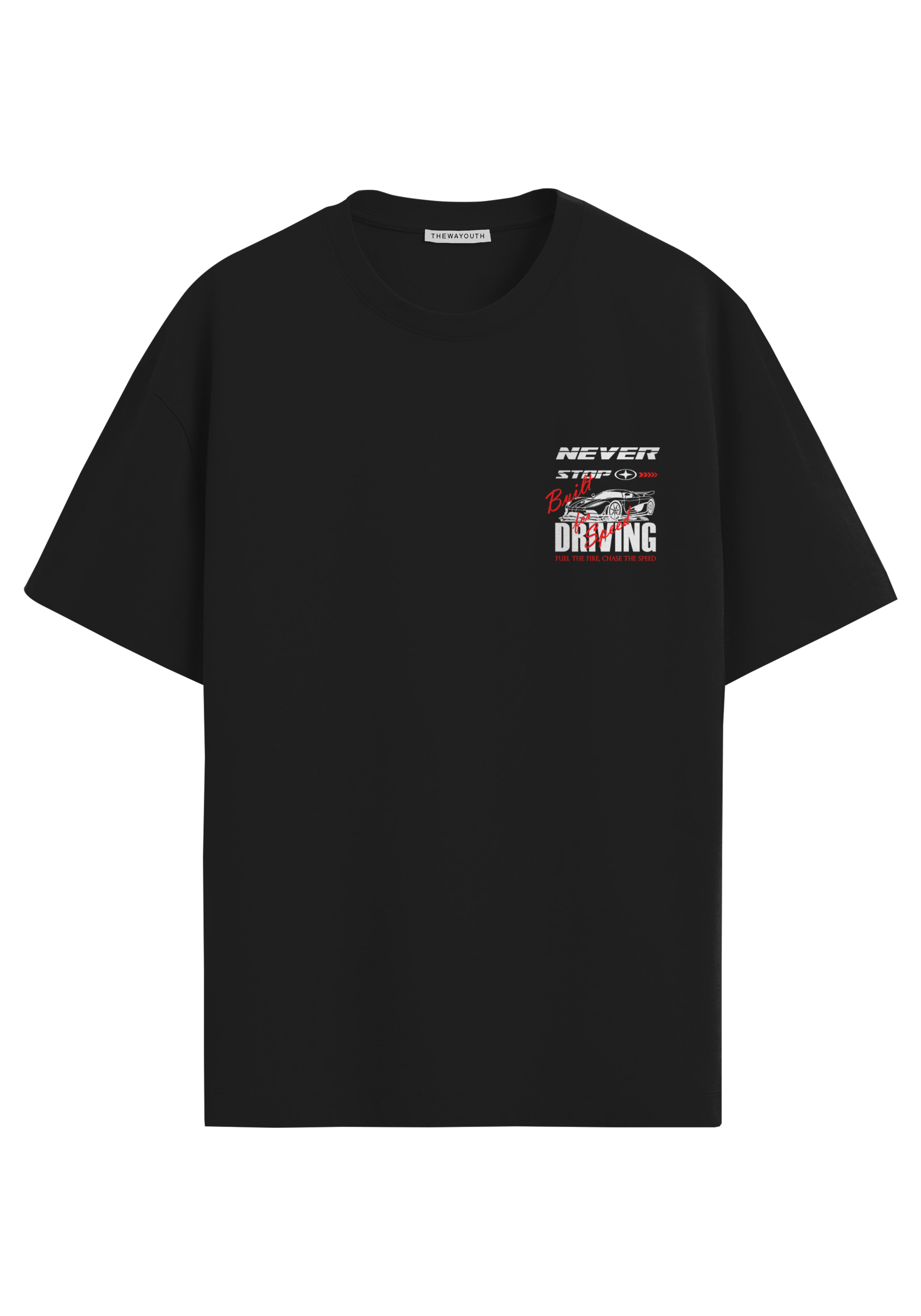 NEVER STOP BLACK OVERSIZED T-SHIRT